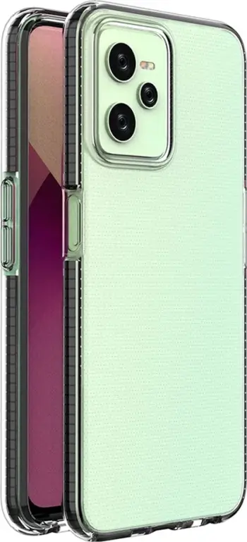 Mbështjellës Hurtel Spring Case për Realme C35, TPU, i hollë, i zi me kornizë ngjyrë
