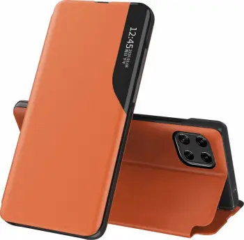 Mbështjellës Hurtel Eco Leather View Case për Samsung Galaxy A22 4G, me kapak dhe mbajtëse, Kuq