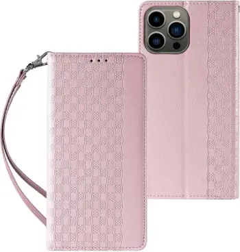 Këllëf portofol Hurtel Magnet Strap Case Samsung Galaxy S23+, me kapak, me stand, rozë