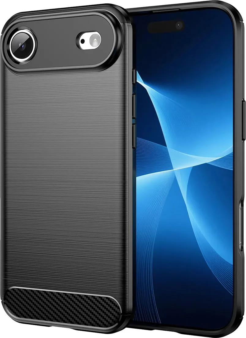 Mbështjellës Hurtel Carbon Case për iPhone 17 Air, TPU, i zi - 1