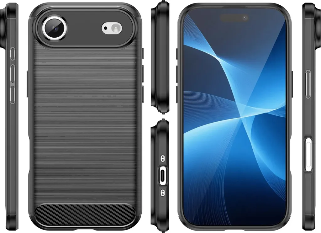 Mbështjellës Hurtel Carbon Case për iPhone 17 Air, TPU, i zi - 2