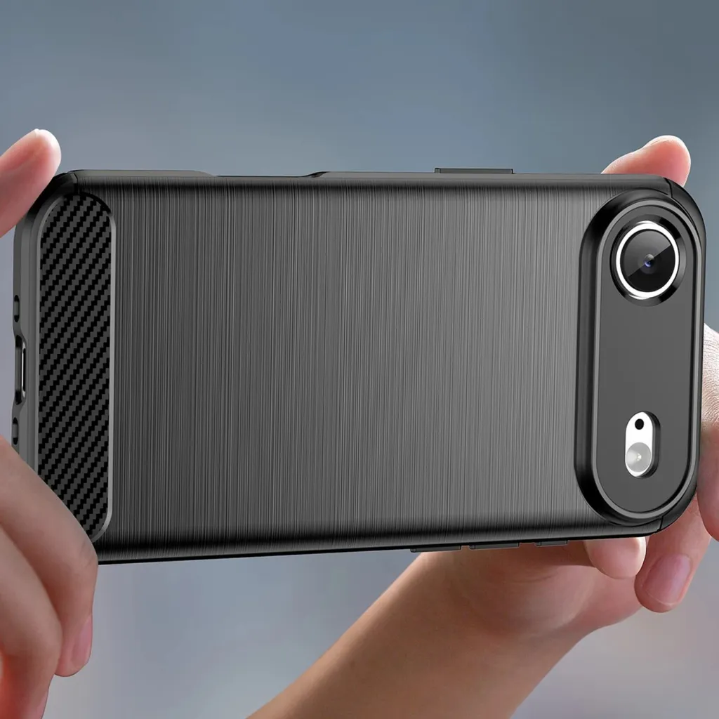 Mbështjellës Hurtel Carbon Case për iPhone 17 Air, TPU, i zi - 5