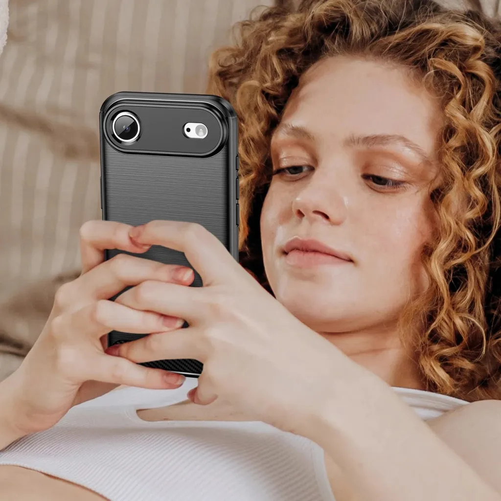 Mbështjellës Hurtel Carbon Case për iPhone 17 Air, TPU, i zi - 7