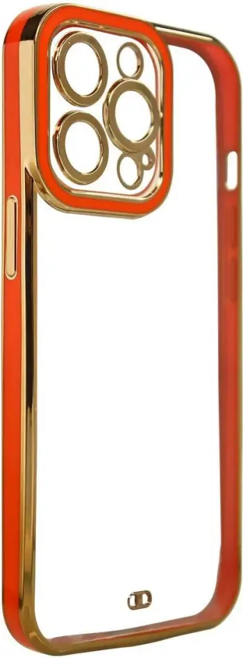 Mbështjellës Hurtel për iPhone 12, Fashion Case, kornizë ari, e kuqe