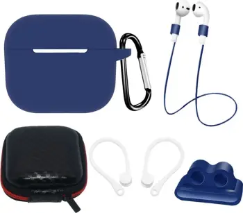 Set mbështjellës për AirPods 3 Hurtel, me karabiner, rrip qafe, mbajtëse për orë, ear hook, e zezë