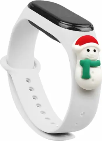 Rrip silikoni festiv për Xiaomi Mi Band 3/4 Hurtel, i bardhë, motiv dordoleci bore