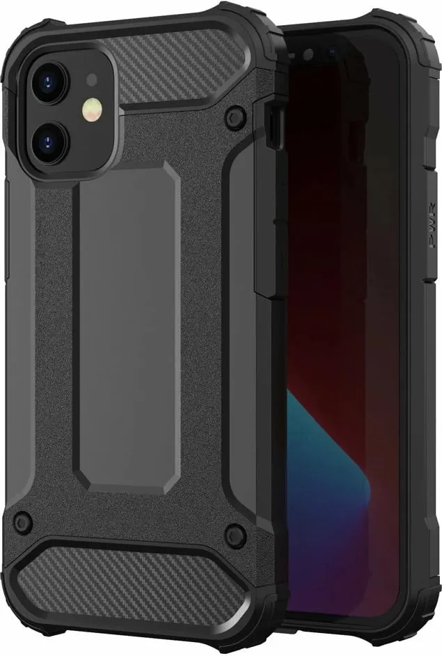 Mbështjellës Hybrid Armor Hurtel për iPhone 12 Pro Max, i zi - 1