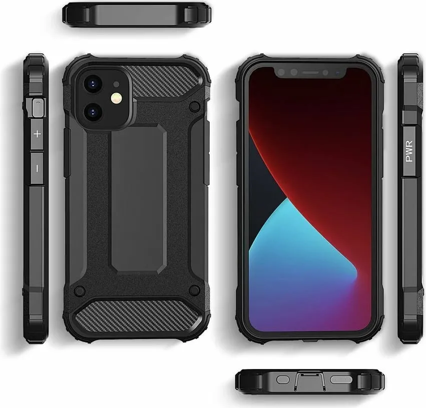 Mbështjellës Hybrid Armor Hurtel për iPhone 12 Pro Max, i zi - 8