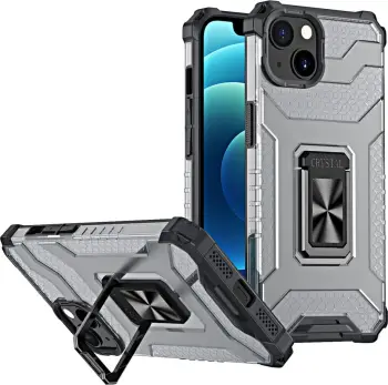 Mbështjellës Hurtel Crystal Ring Case për iPhone 13 mini, me mbajtëse, i zi