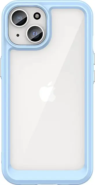 Mbështjellës Hurtel Outer Space Case për iPhone 15, transparent me kornizë të kaltër