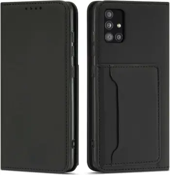 Këllëf telefoni Hurtel Magnet Card Case për Xiaomi Redmi Note 11 Pro, me portofol për karta, funksion qëndrimi, i zi