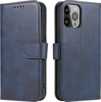 Mbështjellës Hurtel Magnet Case për iPhone 13 Pro Max, me kapak dhe mbajtës, Blu