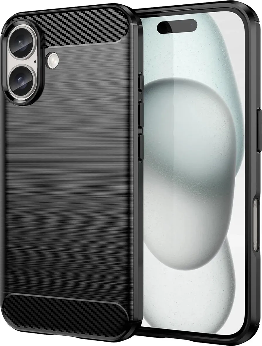 Mbështjellës Hurtel Carbon Case për iPhone 16 Plus, TPU, i zi - 1