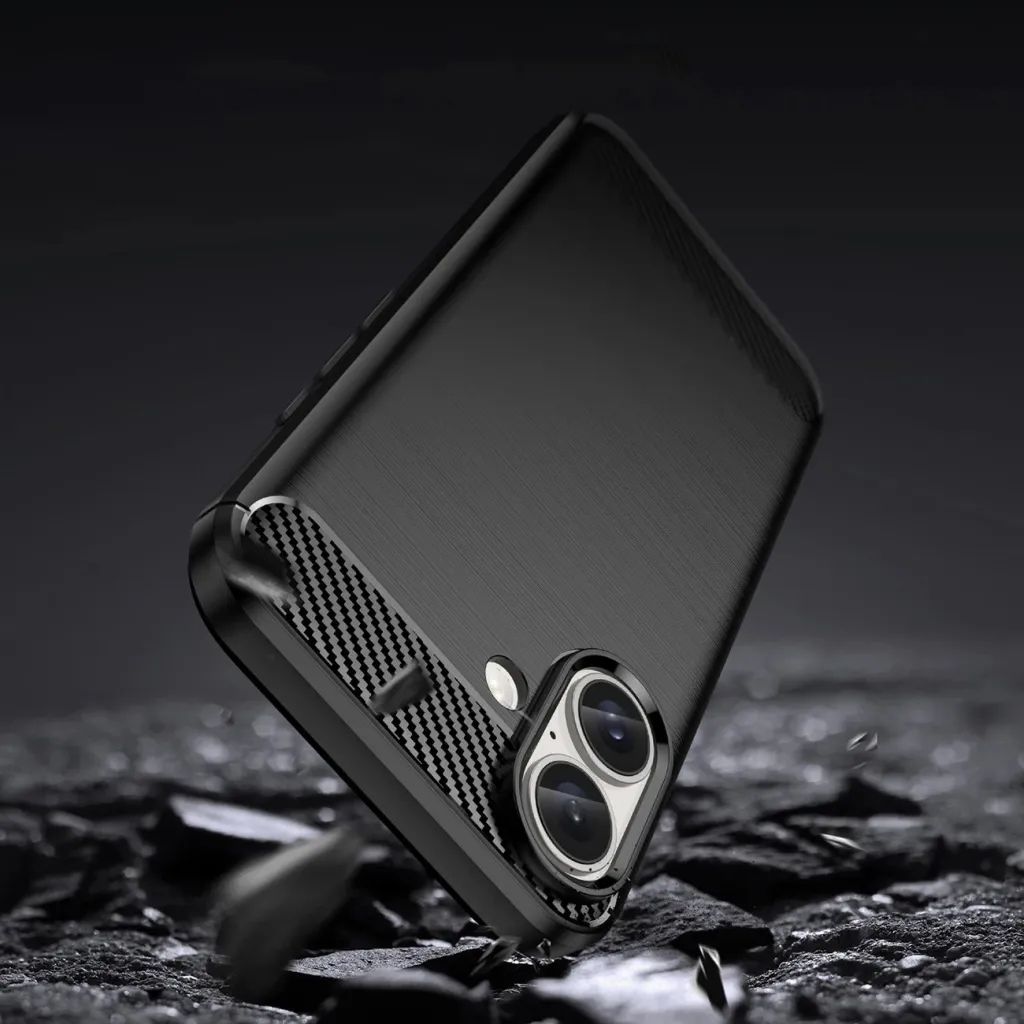 Mbështjellës Hurtel Carbon Case për iPhone 16 Plus, TPU, i zi - 4