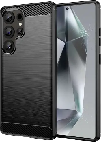 Mbështjellës Hurtel Carbon Case për Samsung Galaxy S25+, TPU, i zi