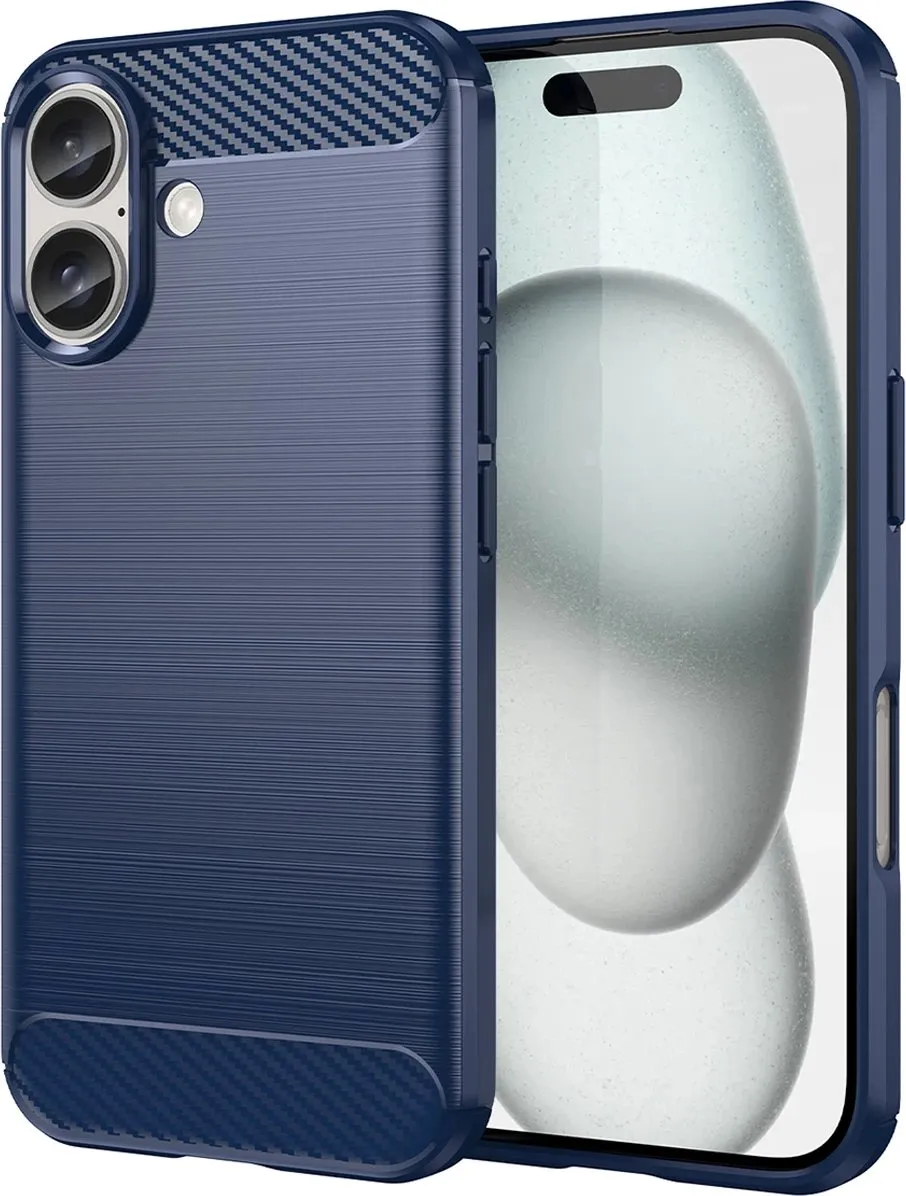 Mbështjellës Hurtel Carbon Case për iPhone 16 Plus, TPU, Blu - 1