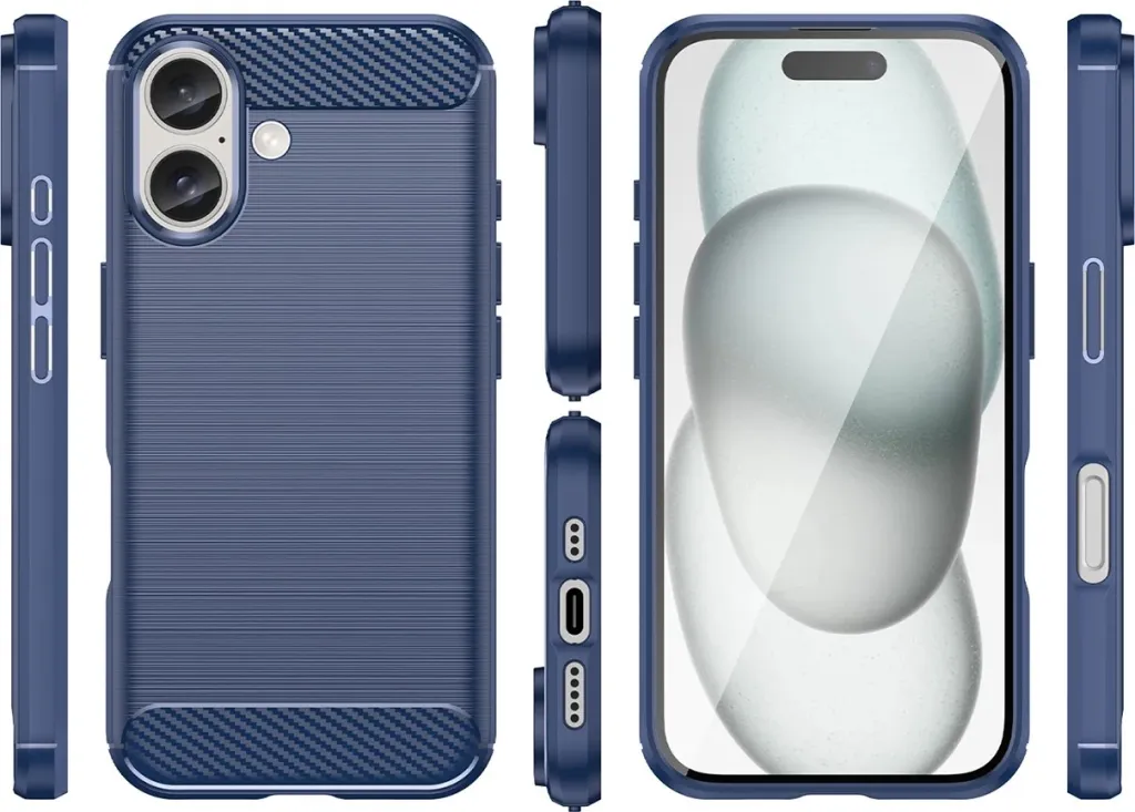 Mbështjellës Hurtel Carbon Case për iPhone 16 Plus, TPU, Blu - 3
