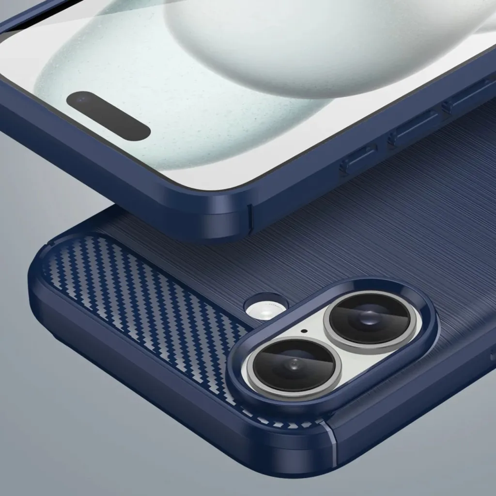 Mbështjellës Hurtel Carbon Case për iPhone 16 Plus, TPU, Blu - 8
