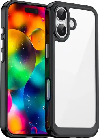 Mbështjellës Hurtel Outer Space për iPhone 17 Pro, MagSafe, i tejdukshëm me korniza të zeza