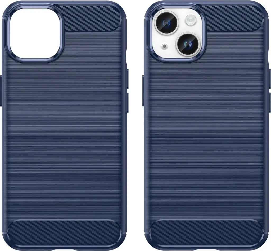 Mbështjellës Hurtel Carbon Case për iPhone 14, xhel fleksibël, blu - 8