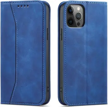 Këllëf portofol Hurtel Magnet Fancy Case për iPhone 12 Pro Max, me mbajtëse kartash, me qëndrim, blu
