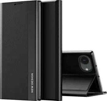 Mbështjellës Hurtel Sleep Case Pro për iPhone 16e, me kapak dhe stand, zi