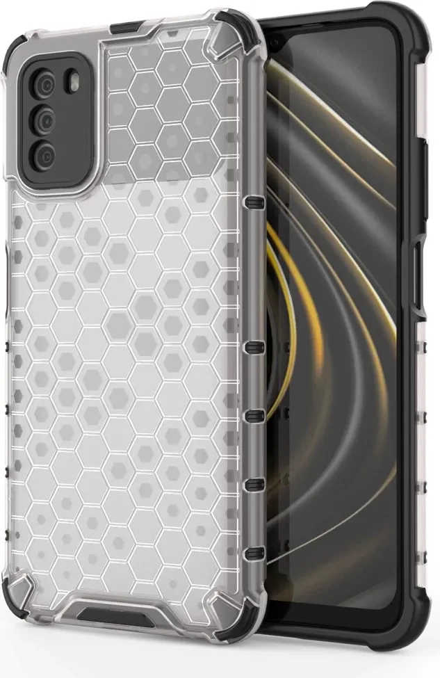 Mbështjellës Hurtel Honeycomb për Xiaomi Poco M3, Transparent - 1