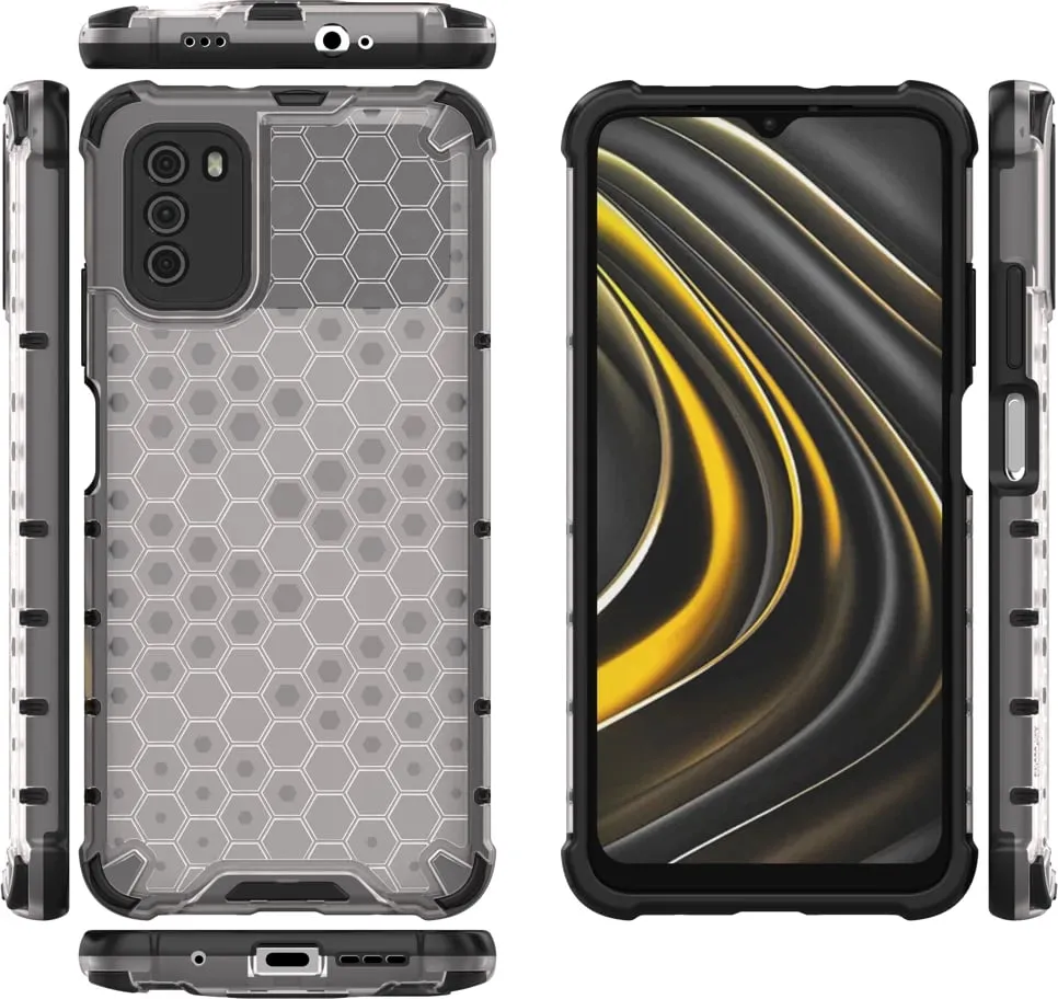 Mbështjellës Hurtel Honeycomb për Xiaomi Poco M3, Transparent - 12
