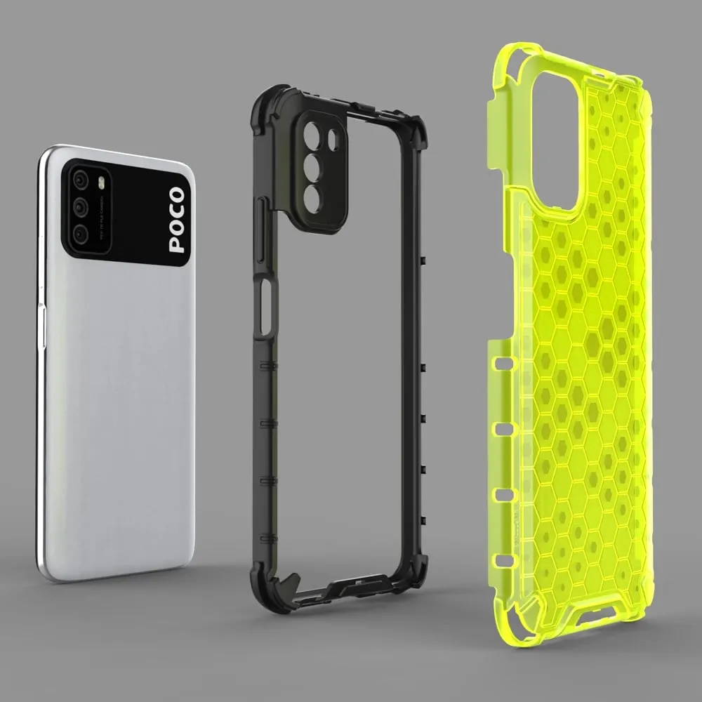 Mbështjellës Hurtel Honeycomb për Xiaomi Poco M3, Transparent - 5