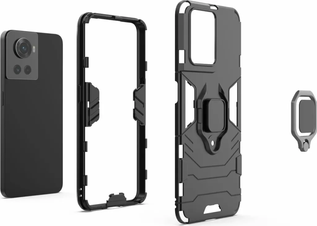 Mbështjellës Hurtel Ring Armor për OnePlus Ace, me dorezë magnetike, i zi - 2
