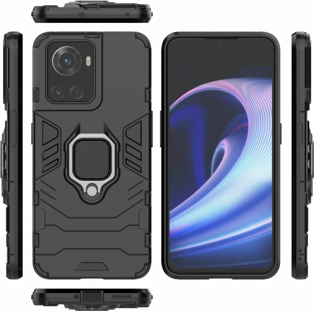 Mbështjellës Hurtel Ring Armor për OnePlus Ace, me dorezë magnetike, i zi - 5