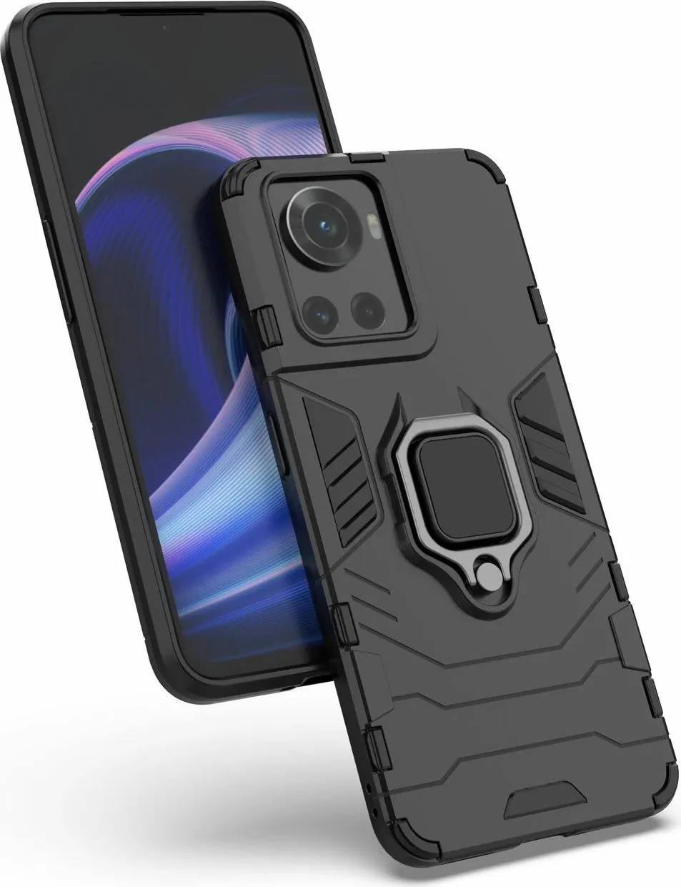 Mbështjellës Hurtel Ring Armor për OnePlus Ace, me dorezë magnetike, i zi - 7
