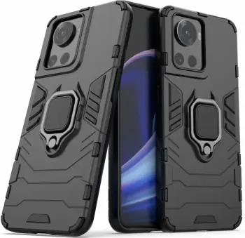 Mbështjellës Hurtel Ring Armor për OnePlus Ace, me dorezë magnetike, i zi