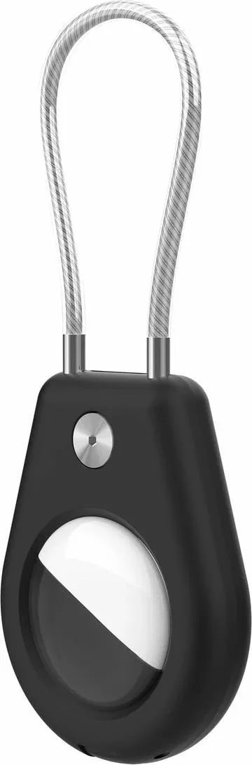 Mbështjellës Hurtel për Apple AirTag me kabllo çeliku, i zi - 1