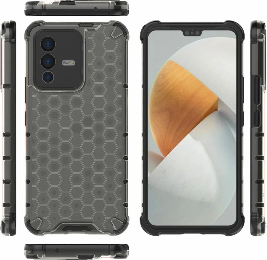 Mbështjellës Hurtel honeycomb për Vivo V23 5G, i zi - 8