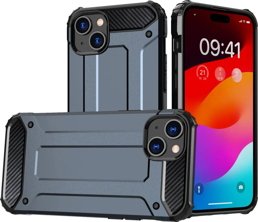 Mbështjellës Hurtel Hybrid Armor për iPhone 15 Plus, Kaltër - 1