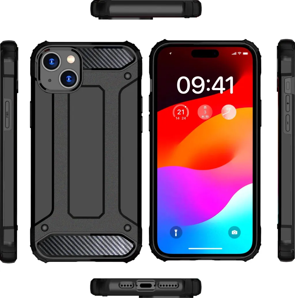 Mbështjellës Hurtel Hybrid Armor për iPhone 15 Plus, Kaltër - 4