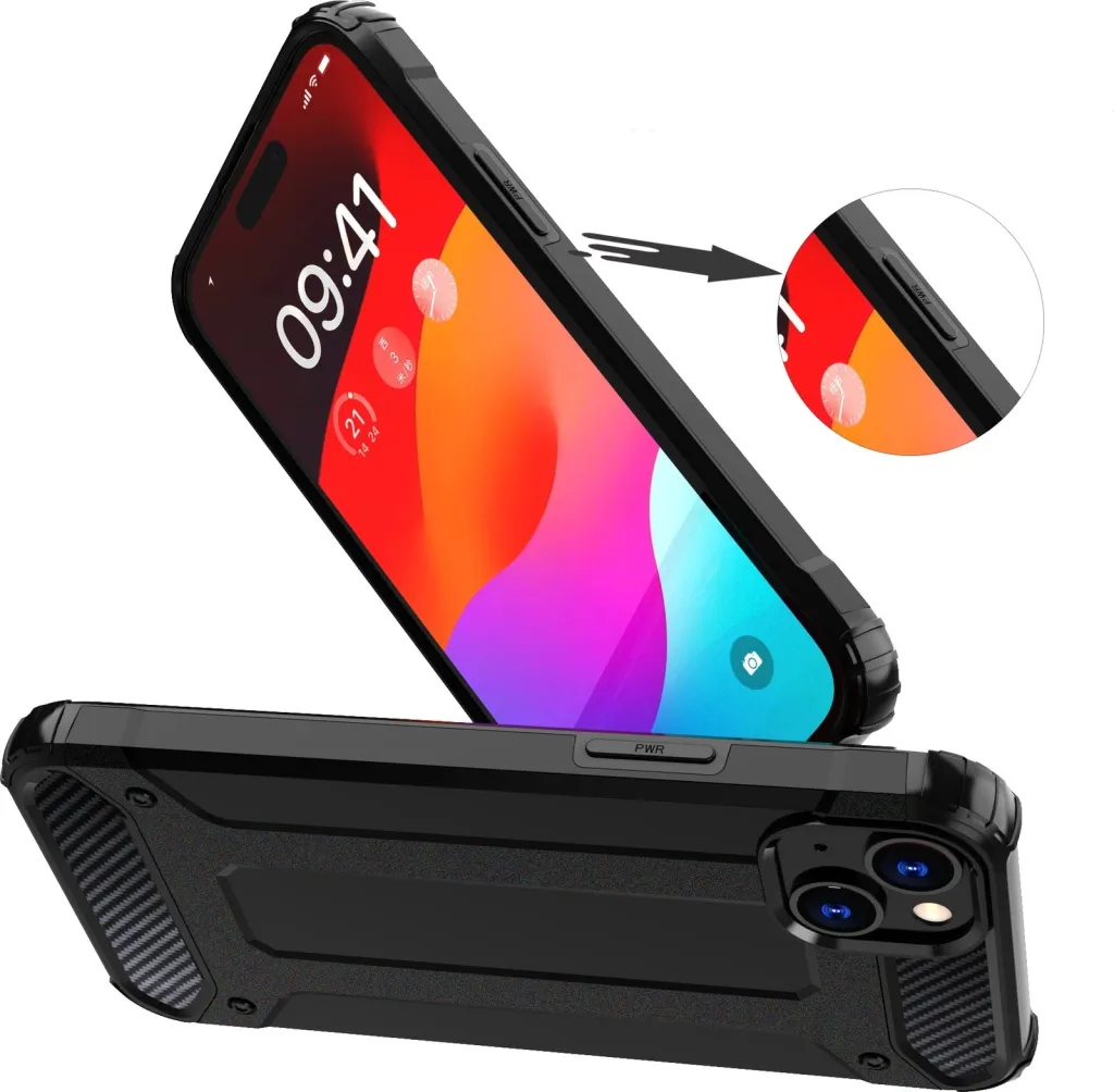 Mbështjellës Hurtel Hybrid Armor për iPhone 15 Plus, Kaltër - 6