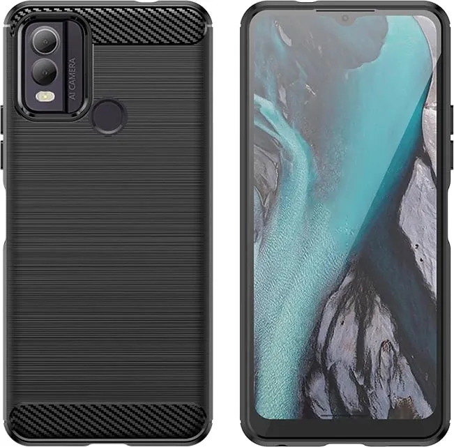 Mbështjellës silikoni Hurtel Carbon Case për Nokia C22, i zi - 2