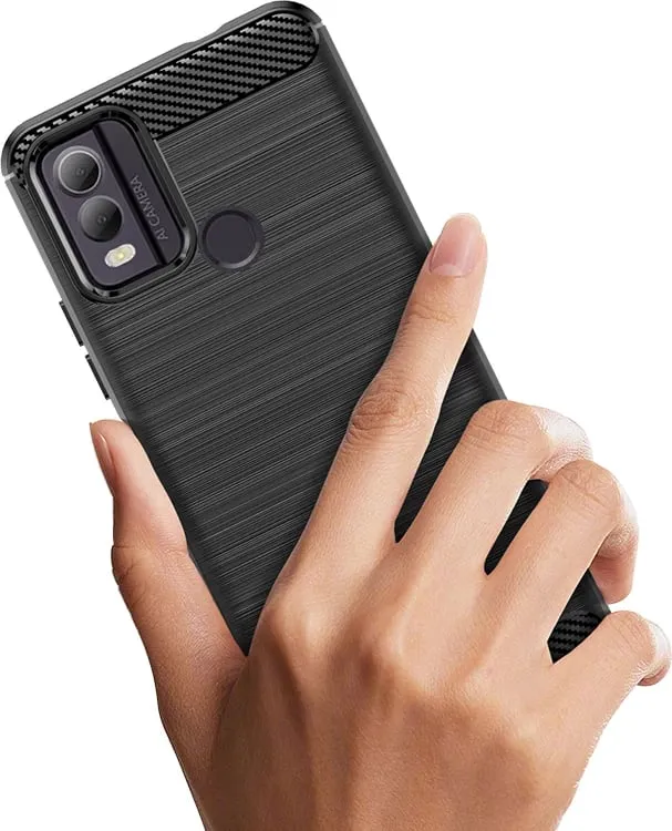 Mbështjellës silikoni Hurtel Carbon Case për Nokia C22, i zi - 5