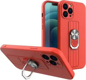 Futrollë silikoni Hurtel Ring Case për Samsung Galaxy A73, me mbajtëse gishti, me këmbëz, blu