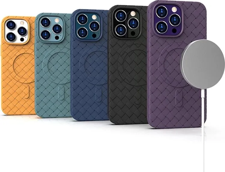 Mbështjellës Hurtel Woven Case për iPhone 15, MagSafe, TPU, i zi - 6