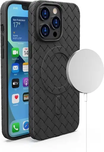 Mbështjellës Hurtel Woven Case për iPhone 15, MagSafe, TPU, i zi