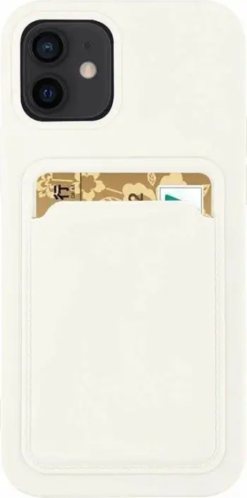 Mbështjellës silikoni Hurtel për Samsung Galaxy S21 Ultra, me ndarje për kartela, Bardhë