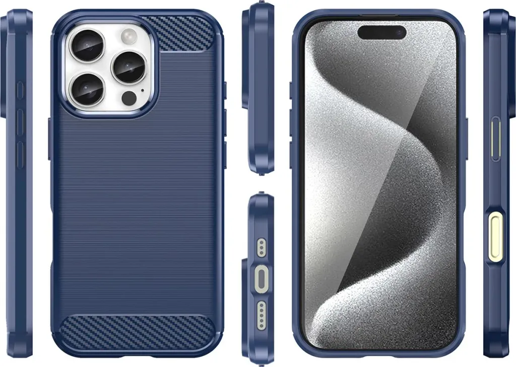 Mbështjellës Hurtel Carbon Case për iPhone 16 Pro Max, TPU, Blu - 3