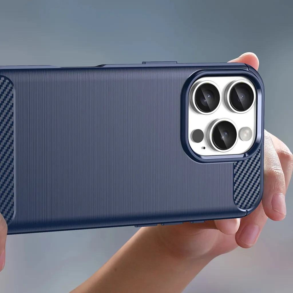 Mbështjellës Hurtel Carbon Case për iPhone 16 Pro Max, TPU, Blu - 6