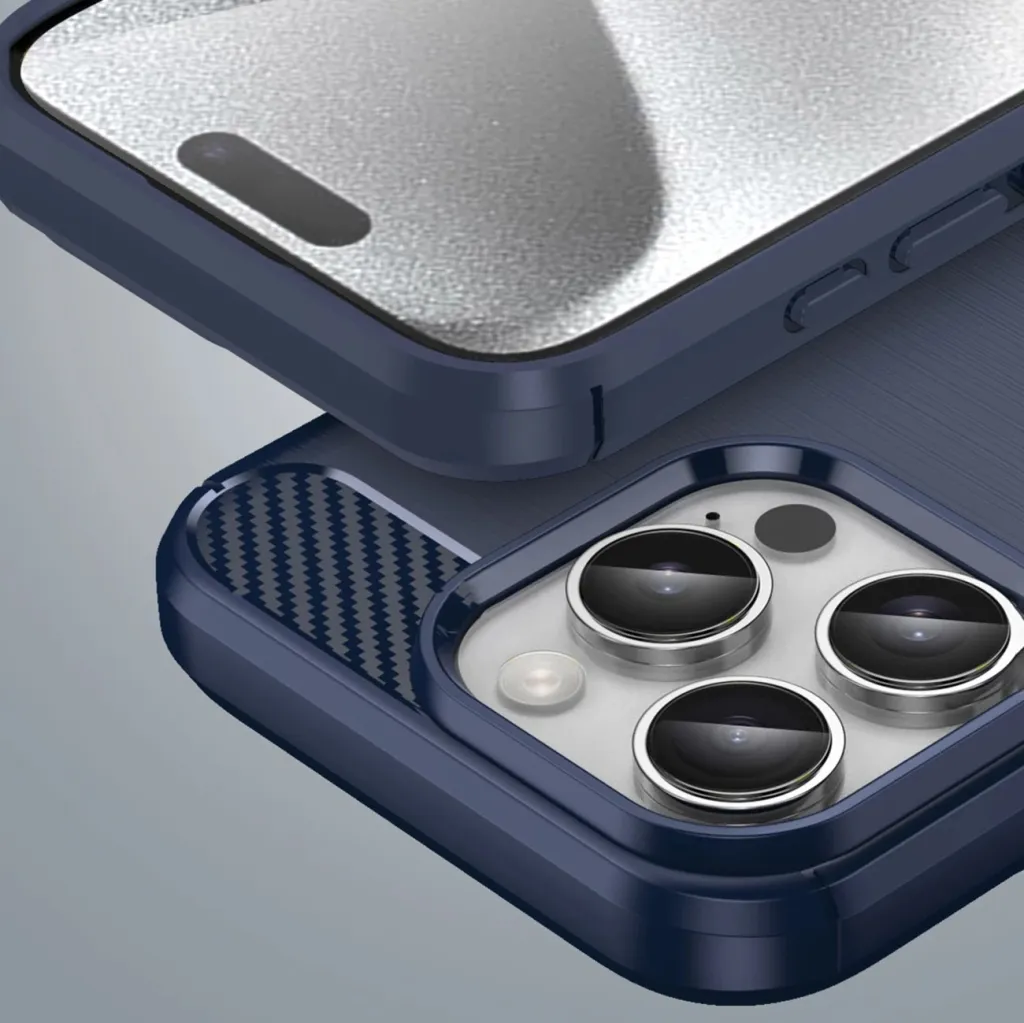 Mbështjellës Hurtel Carbon Case për iPhone 16 Pro Max, TPU, Blu - 7