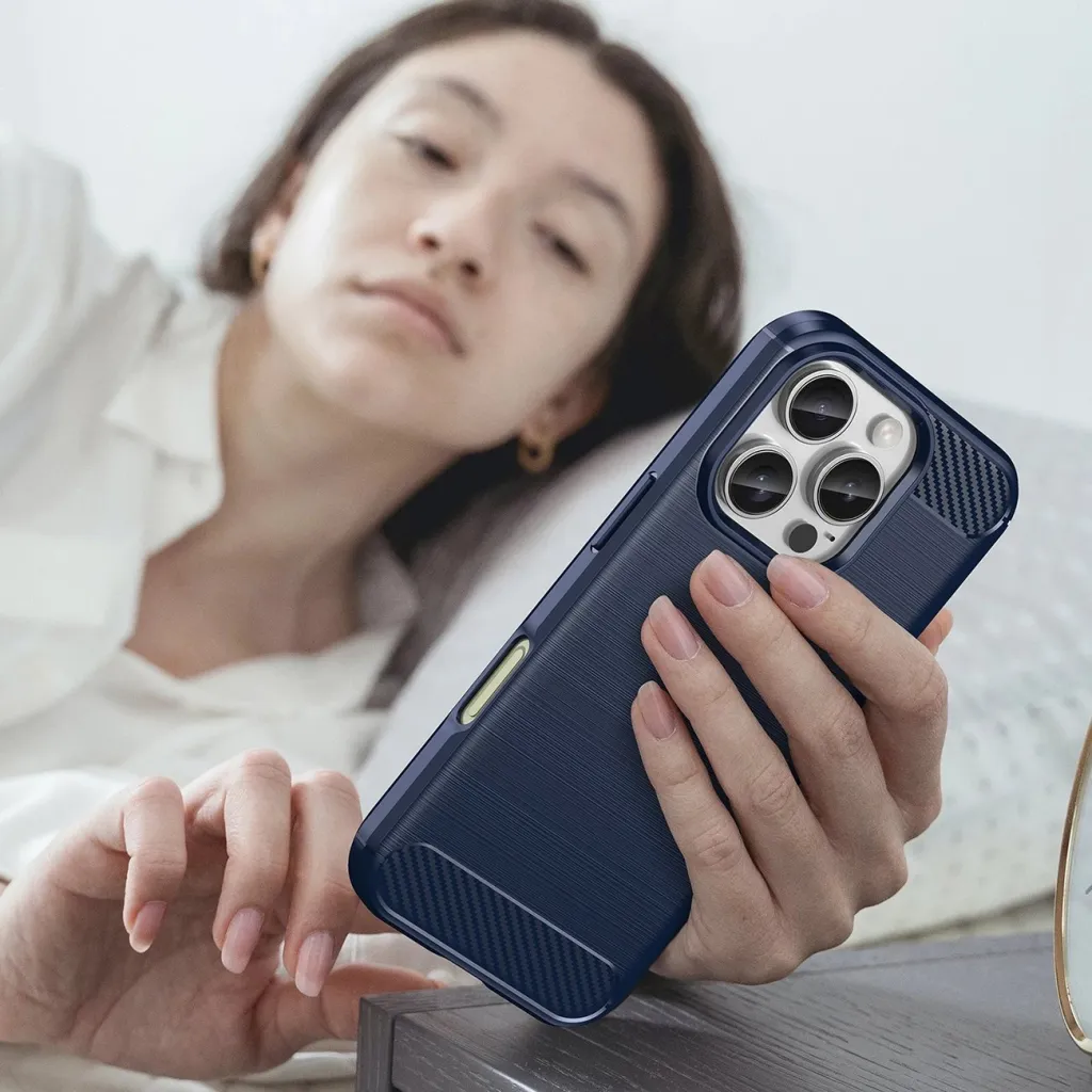 Mbështjellës Hurtel Carbon Case për iPhone 16 Pro Max, TPU, Blu - 8