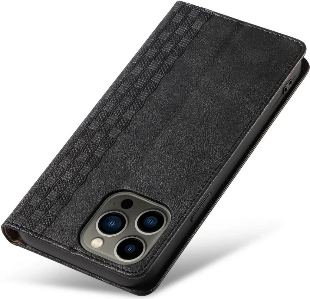Mbështjellës Hurtel Magnet Strap Case për iPhone 12 Pro, me portofol dhe litar dore, e zezë - 11