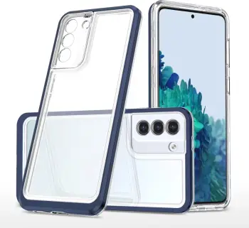 Mbështjellës Hurtel Clear 3in1 për Samsung Galaxy S23, silikon, me kornizë kaltër, Transparent